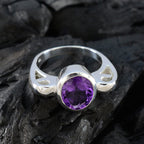 Amethyst Solitaire African Sterling Silver Purple Gemstones Mid weight Graceful Ring Jewellery