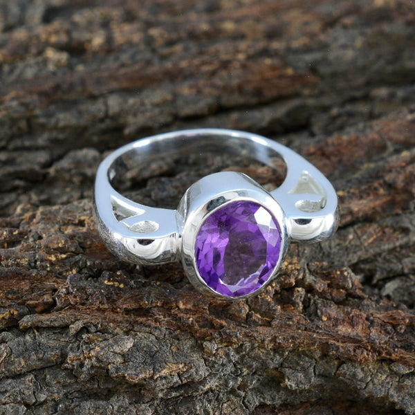 Amethyst Solitaire African Sterling Silver Purple Gemstones Mid weight Graceful Ring Jewellery