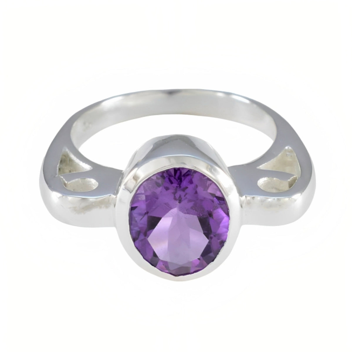 Amethyst Solitaire African Sterling Silver Purple Gemstones Mid weight Graceful Ring Jewellery