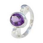 Amethyst Solitaire African Sterling Silver Purple Gemstones Mid weight Graceful Ring Jewellery