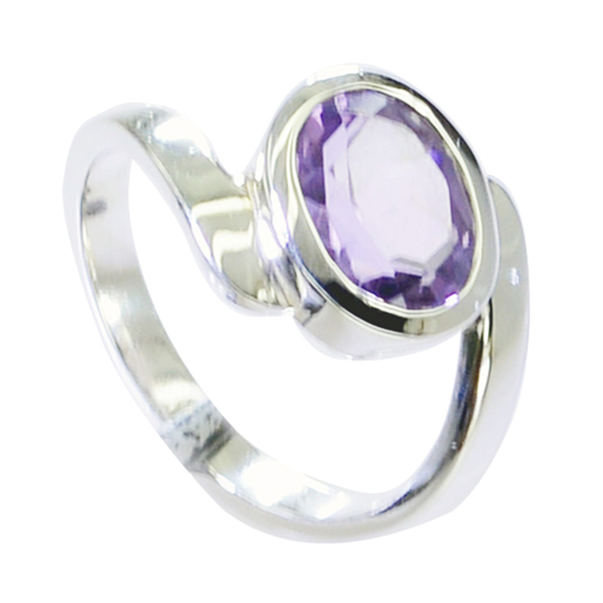 Amethyst Solitär Ägyptischer Silber Lila Edelstein Minimal Boho Ring Schmuck Hauptbild
