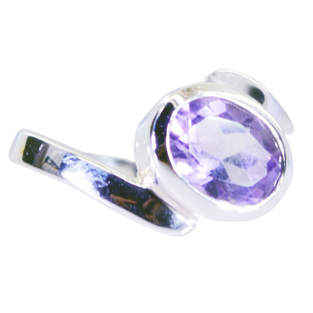 Amethyst Solitaire Egyptian Silver Purple Gemstone Minimal Boho Ring Jewellery