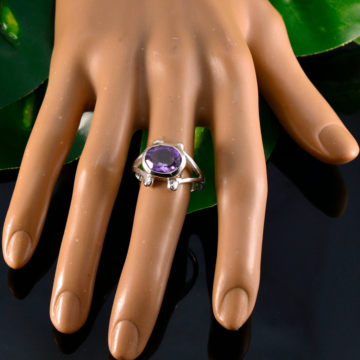 Amethyst Solitaire Egyptian 925 Sterling Silver Purple Gemstones Eye catching valentine Ring Jewelry