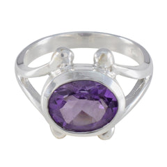 Amethyst Solitaire Egyptian 925 Sterling Silver Purple Gemstones Eye catching valentine Ring Jewelry