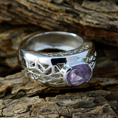 Amethyst Solitaire German 925 Silver Purple Gemstone Chunky Filigree Ring Jewelry