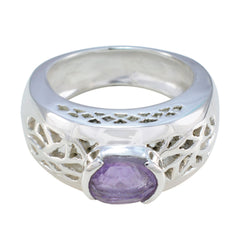 Amethyst Solitaire German 925 Silver Purple Gemstone Chunky Filigree Ring Jewelry
