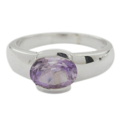 Amethyst Solitaire Egyptian Silver Purple Gems Mid weight Graceful Ring Jewellery