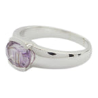 Amethyst Solitaire Egyptian Silver Purple Gems Mid weight Graceful Ring Jewellery