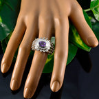 Amethyst Solitaire Egyptian 925 Sterling Silver Purple Gemstones Versatile Retro Ring Jewellery