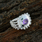 Amethyst Solitaire Egyptian 925 Sterling Silver Purple Gemstones Versatile Retro Ring Jewellery