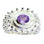 Amethyst Solitaire Egyptian 925 Sterling Silver Purple Gemstones Versatile Retro Ring Jewellery