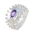 Amethyst Solitaire Egyptian 925 Sterling Silver Purple Gemstones Versatile Retro Ring Jewellery