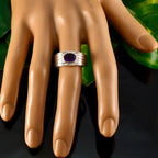 Amethyst Solitaire Indian Sterling Silver Purple Gemstones Eye catching valentine Ring Jewelry