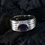 Amethyst Solitaire Indian Sterling Silver Purple Gemstones Eye catching valentine Ring Jewelry