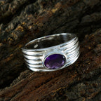Amethyst Solitaire Indian Sterling Silver Purple Gemstones Eye catching valentine Ring Jewelry
