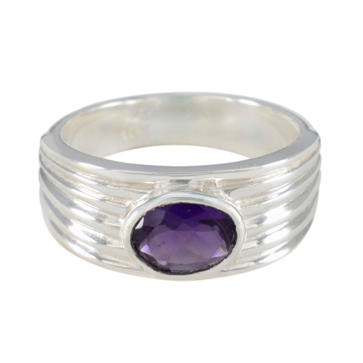 Amethyst Solitaire Indian Sterling Silver Purple Gemstones Eye catching valentine Ring Jewelry