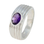 Amethyst Solitaire Indian Sterling Silver Purple Gemstones Eye catching valentine Ring Jewelry