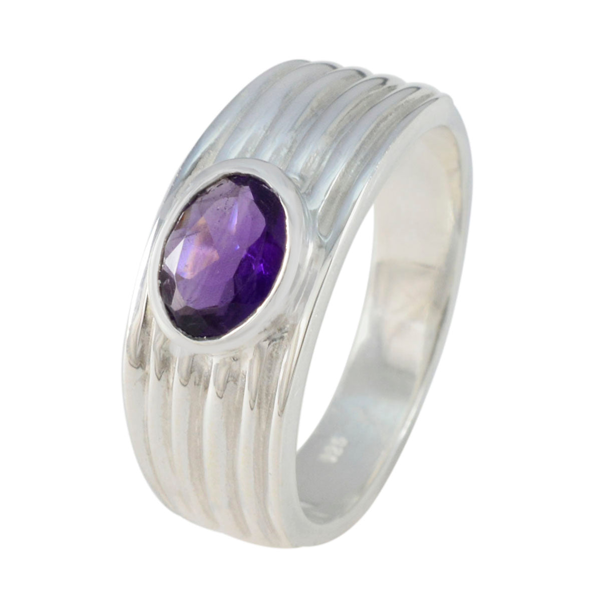 Amethyst Solitaire Indian Sterling Silver Purple Gemstones Eye catching valentine Ring Jewelry