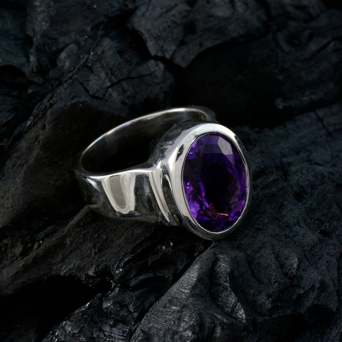 Amethyst Solitaire Spanish Sterling Silver Purple Gemstones Statement Heritage Ring Jewellery