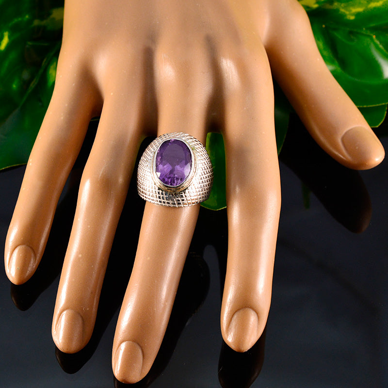 Amethyst Solitaire Moroccan Silver Purple Gemstones Versatile engravings Ring Jewelry
