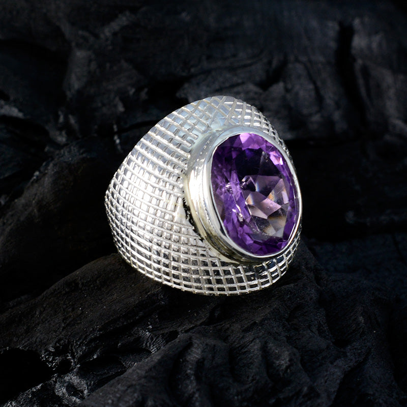 Amethyst Solitaire Moroccan Silver Purple Gemstones Versatile engravings Ring Jewelry