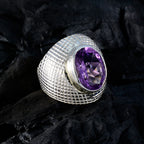 Amethyst Solitaire Moroccan Silver Purple Gemstones Versatile engravings Ring Jewelry