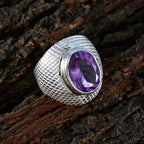 Amethyst Solitaire Moroccan Silver Purple Gemstones Versatile engravings Ring Jewelry