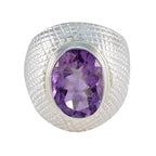 Amethyst Solitaire Moroccan Silver Purple Gemstones Versatile engravings Ring Jewelry