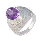 Amethyst Solitaire Moroccan Silver Purple Gemstones Versatile engravings Ring Jewelry