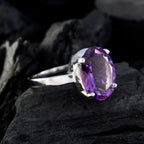Amethyst Solitaire Egyptian 925 Silver Purple Gemstone Eye catching propsel Ring Jewelry