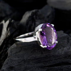 Amethyst Solitaire Egyptian 925 Silver Purple Gemstone Eye catching propsel Ring Jewelry