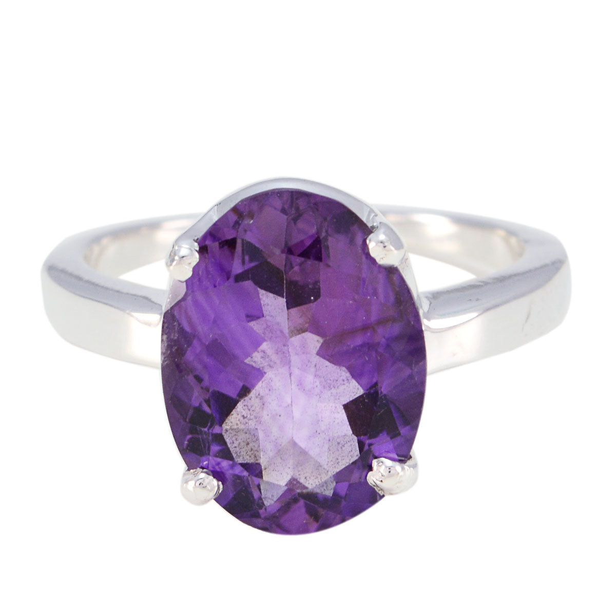 Amethyst Solitaire Egyptian 925 Silver Purple Gemstone Eye catching propsel Ring Jewelry