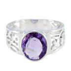 Amethyst Solitaire Latin American Sterling Silver Purple Gemstone Eye catching Filigree Ring Jewellery