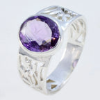 Amethyst Solitaire Latin American Sterling Silver Purple Gemstone Eye catching Filigree Ring Jewellery