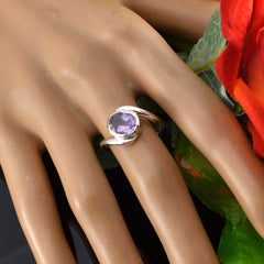 Amethyst Solitaire Indian 925 Silver Purple Gems Featherlight Ethnic Ring Jewelry