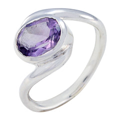 Amethyst Solitaire Indian 925 Silver Purple Gems Featherlight Ethnic Ring Jewelry
