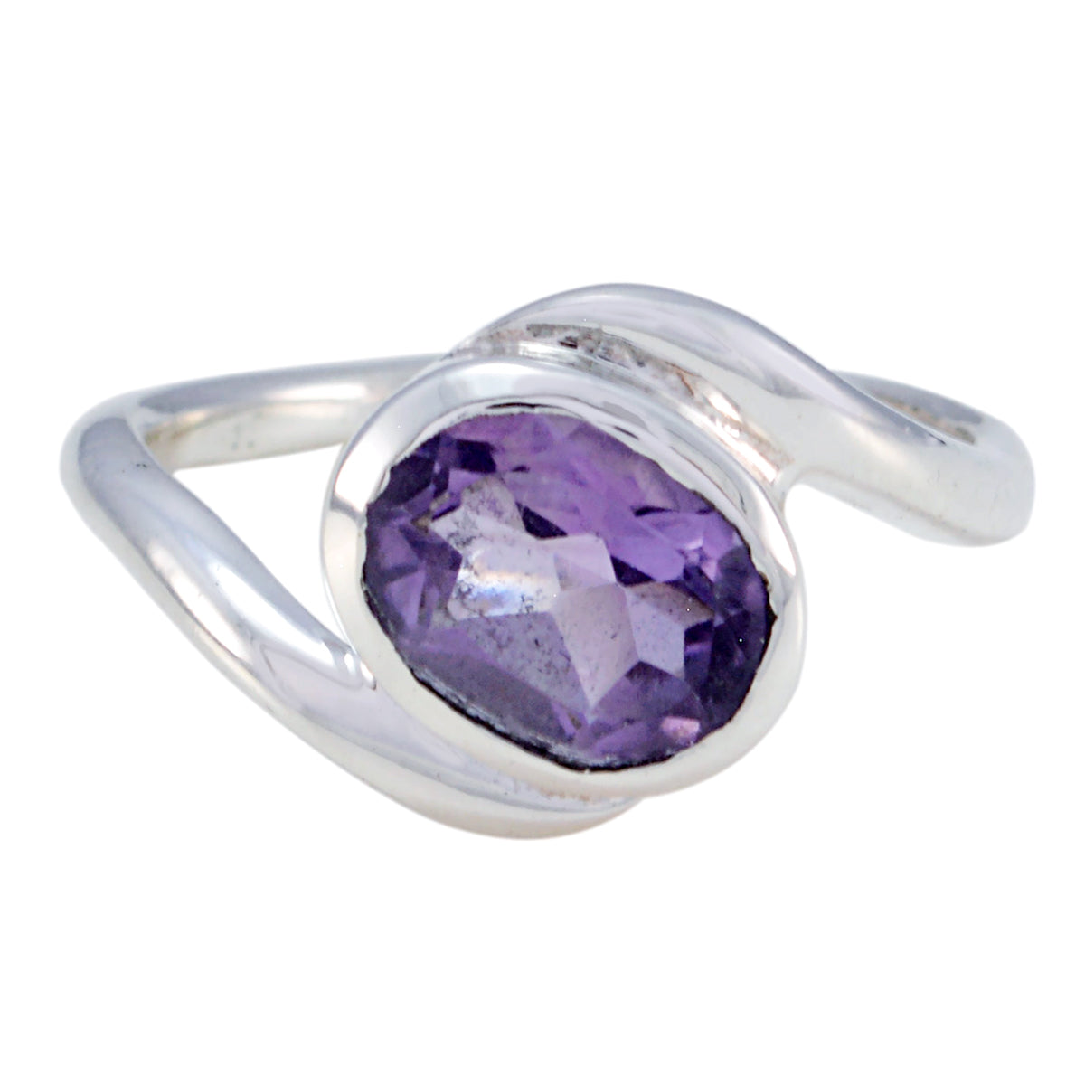Amethyst Solitaire Indian 925 Silver Purple Gems Featherlight Ethnic Ring Jewelry