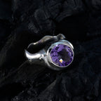 Amethyst Solitaire Russian 925 Sterling Silver Purple Gemstones Mid weight Graceful Ring Jewelry