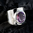 Amethyst Solitaire Egyptian 92.5 Silver Purple Gemstone Versatile Armor Ring Jewelry