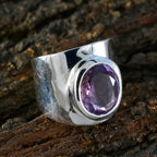 Amethyst Solitaire Egyptian 92.5 Silver Purple Gemstone Versatile Armor Ring Jewelry