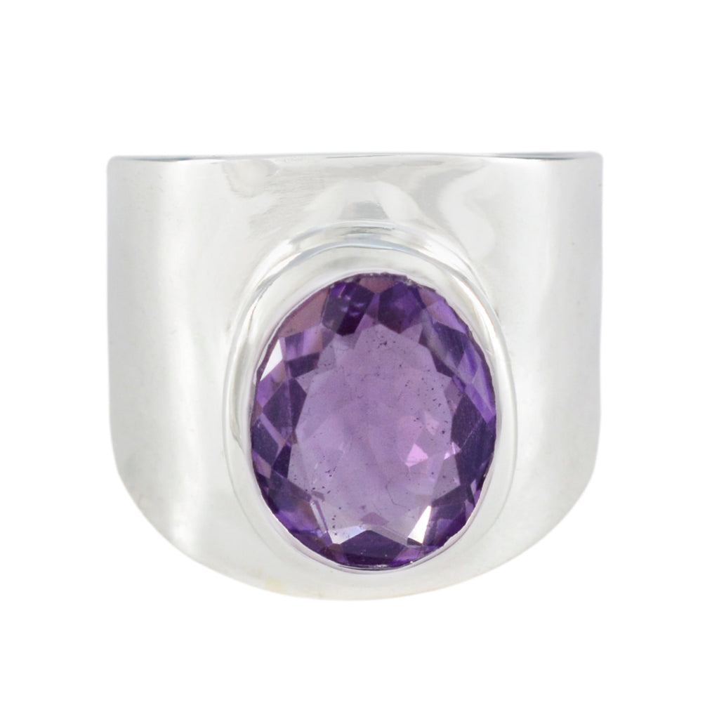 Amethyst Solitaire Egyptian 92.5 Silver Purple Gemstone Versatile Armor Ring Jewelry