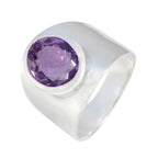 Amethyst Solitaire Egyptian 92.5 Silver Purple Gemstone Versatile Armor Ring Jewelry