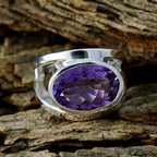 Amethyst Solitaire Indian Sterling Silver Purple Gemstones Essential  Contemporary Ring Jewelry