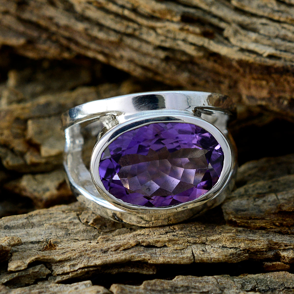 Amethyst Solitaire Indian Sterling Silver Purple Gemstones Essential  Contemporary Ring Jewelry