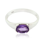 Amethyst Solitaire Korean 925 Silver Purple Gemstones Delicate Romantic Ring Jewelry