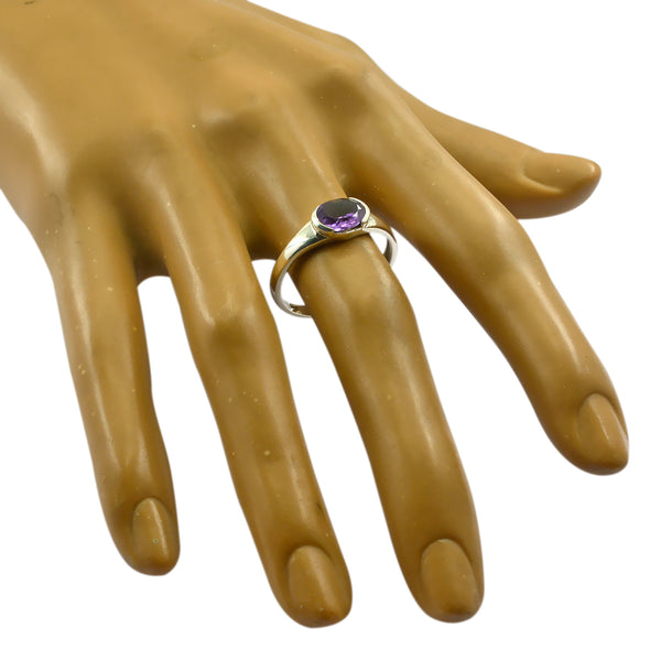 Amethyst Solitaire Korean 925 Silver Purple Gemstones Delicate Romantic Ring Jewelry