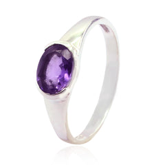 Amethyst Solitaire Korean 925 Silver Purple Gemstones Delicate Romantic Ring Jewelry