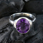 Amethyst Solitaire French 925 Sterling Silver Purple Gemstone Slim Boho Ring Jewellery