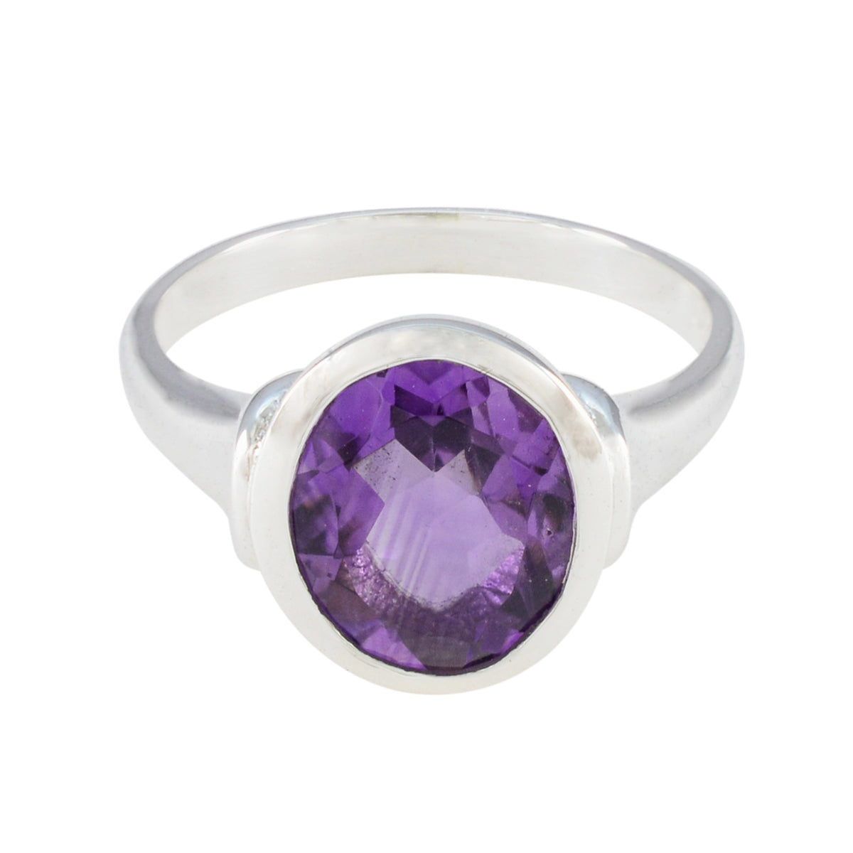 Amethyst Solitär Französisch 925 Sterling Silber Lila Edelstein Schmaler Boho Ring Schmuck Hauptbild