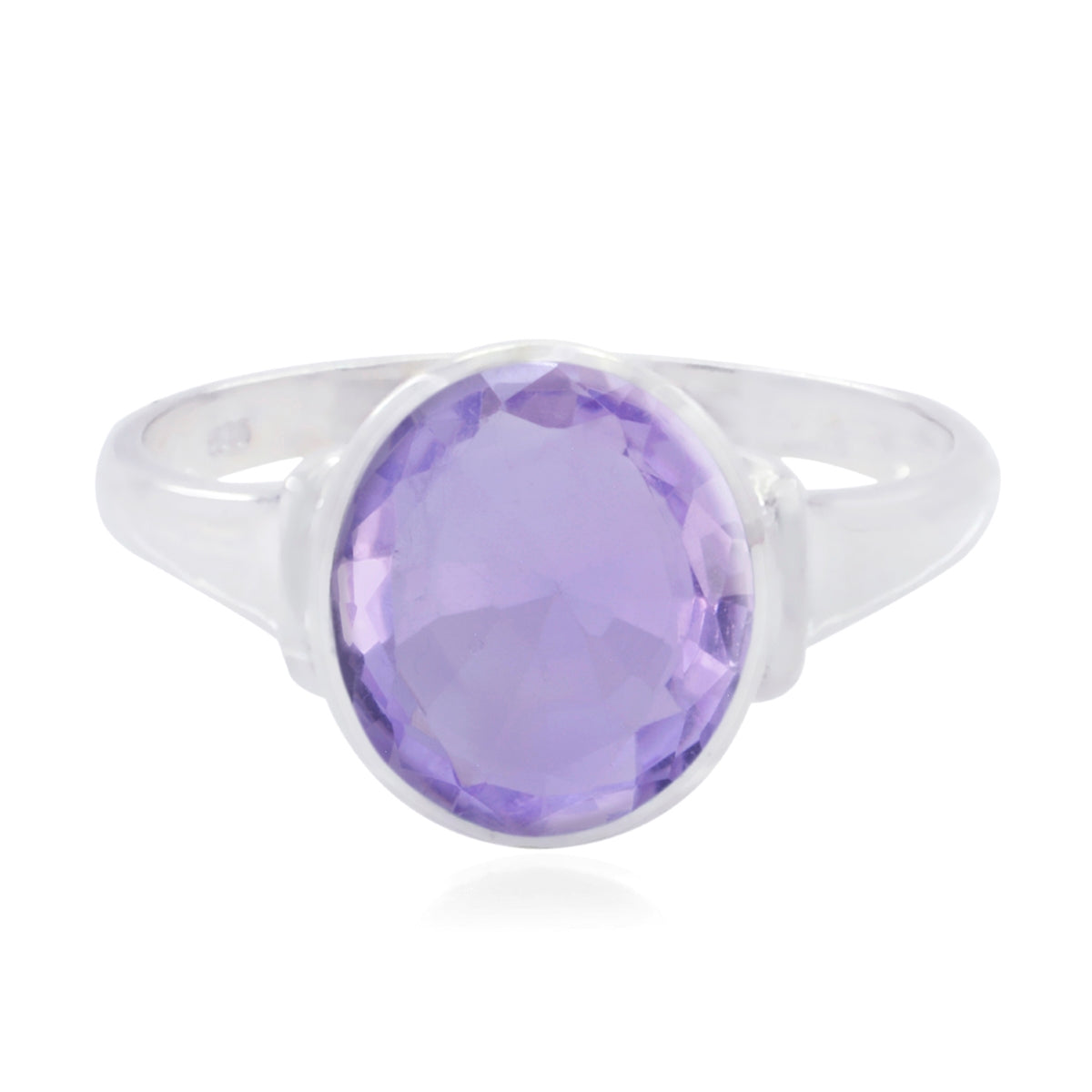 Amethyst Solitaire French 925 Sterling Silver Purple Gemstone Slim Boho Ring Jewellery